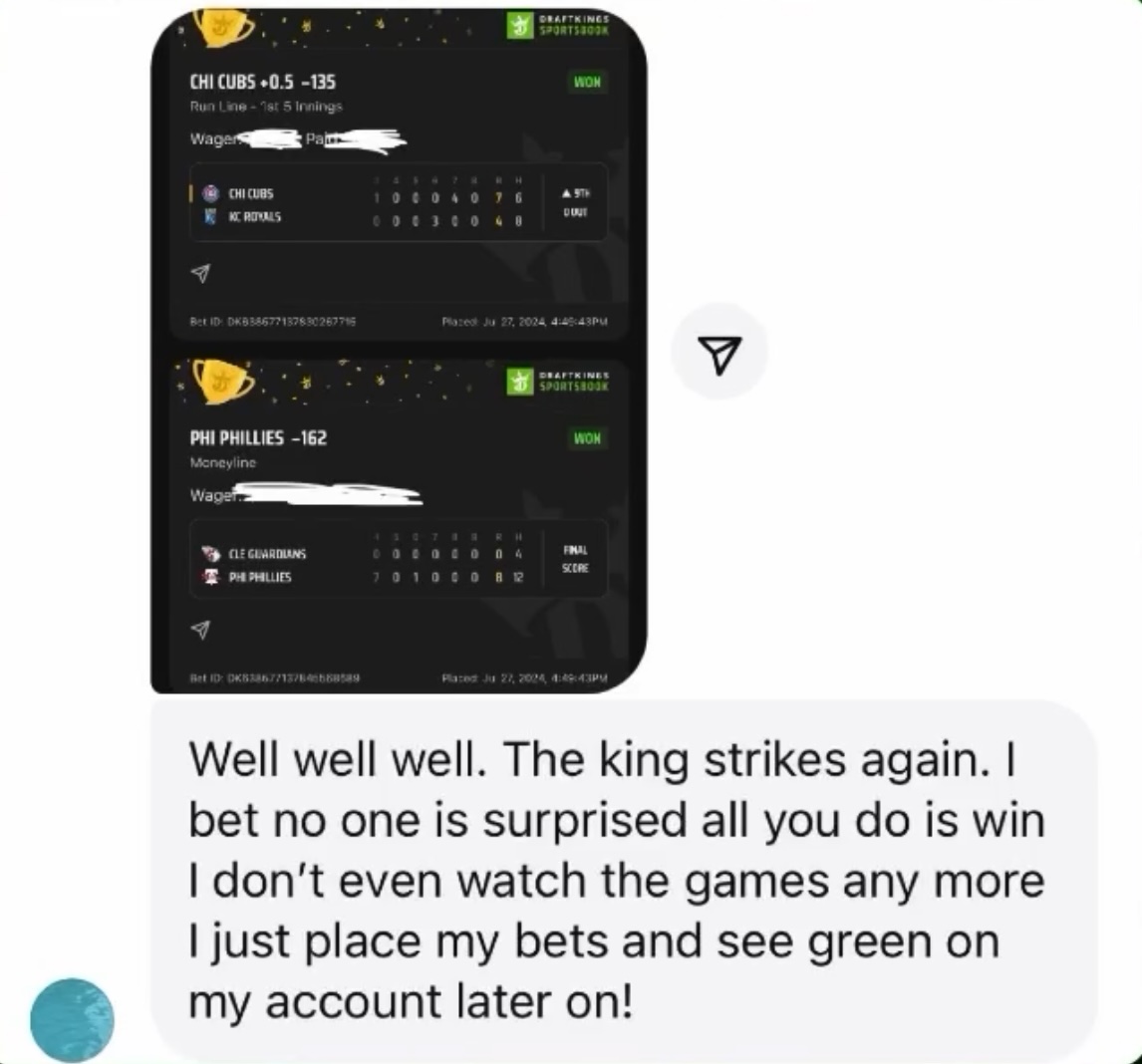 Member message: all you do is win, alongside two winning MLB slips